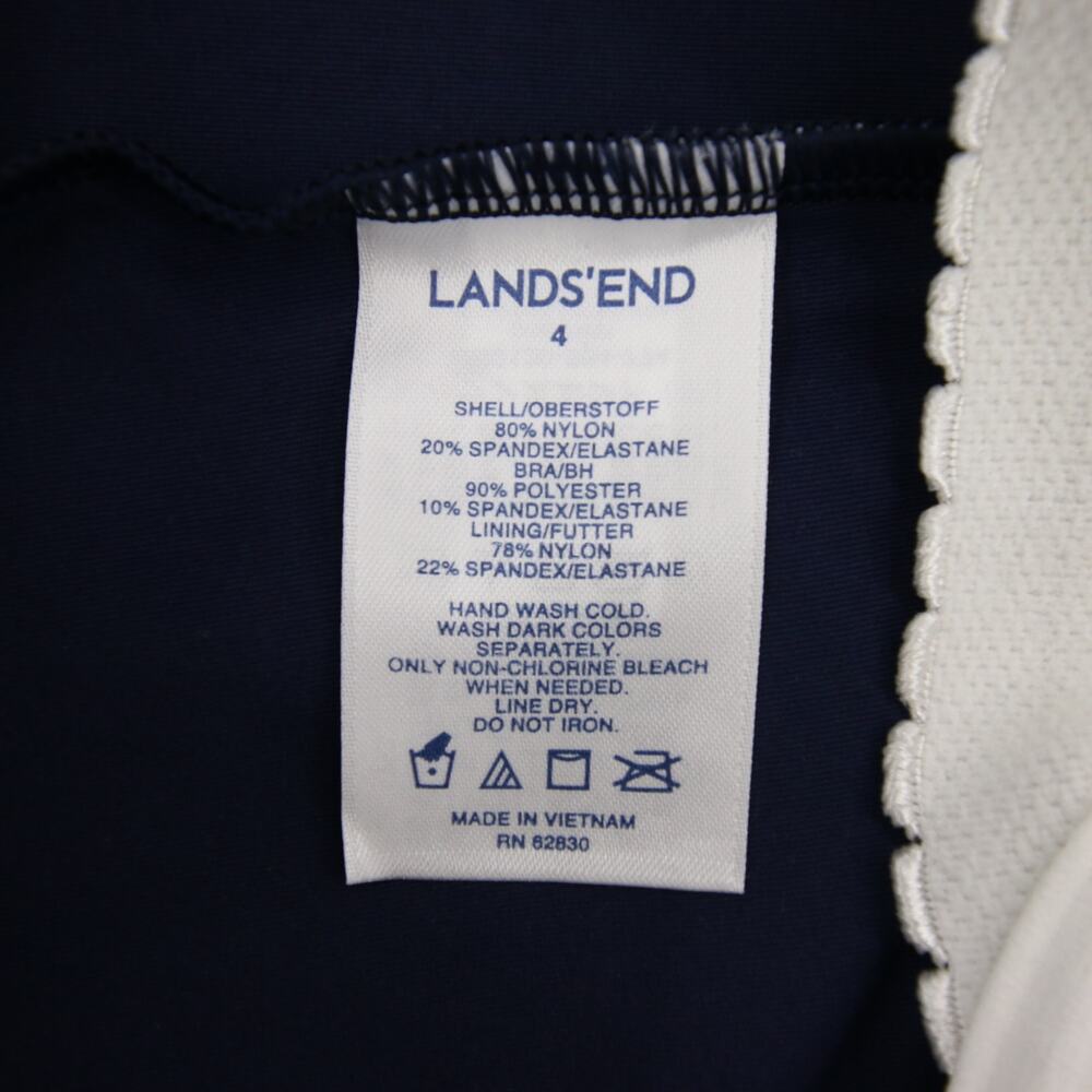 Lands End Tankini Top Swimsuit Swim Blue White Pattern Scoop Neck Underwire 4 - Picture 8 of 10